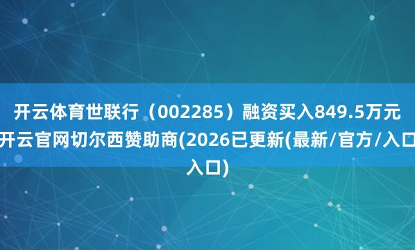 开云体育世联行（002285）融资买入849.5万元-开云官网切尔西赞助商(2026已更新(最新/官方/入口)